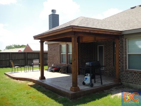 Hip and Ridge Patio Covers Gallery - Highest Quality Waterproof Patio Covers in Da Diy Patio Cover, Craftsman Porch, Patio Addition, Backyard Covered Patios, Covered Patio Design, Waterproof Patio, Gazebo Ideas, Porch Life, Cement Patio