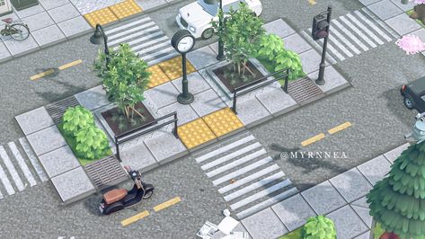 Acnh City Entrance Ideas, Acnh Entrance Inspiration City, Acnh City Core Entrance Ideas, City Ideas Acnh, Acnh Modern Island, Animal Crossing City Entrance Ideas, Modern Animal Crossing Island, City Island Entrance Animal Crossing, Acnh City Core Ideas