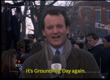 "It's Groundhog Day again..." Bill Murray. Groundhog Day Film, Groundhog Day Movie, Laughing Baby, Old Hollywood Movies, Perfect Movie, Joe Cool, Bill Murray, Groundhog Day, Inside Jokes