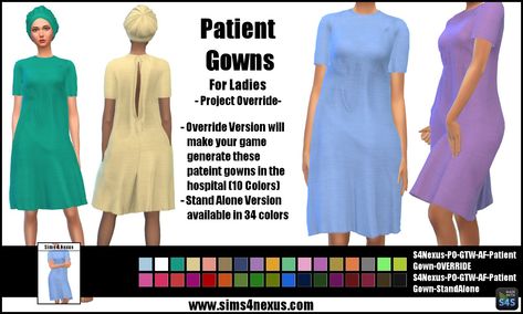 Ts4 Hospital, Patient Outfit, Hospital Clothes, Aesthetic Sims, Patient Gown, Die Sims 4, Sims Baby, Sims 4 Challenges, 4 Poses