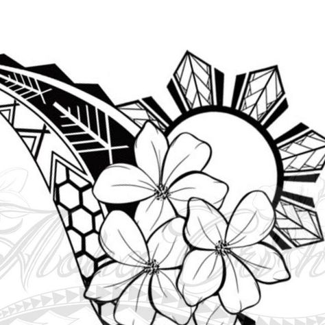 Tattoo Ideas Female Filipino, Filipino Patterns Design, Filipino Floral Tattoo, Mindanao Tattoo Design, Philippines Illustration, Phillipino Tattoo Design, Tattoo Ideas Hawaii, Filipino Flower Tattoo Philippines, Filipino Art Illustration