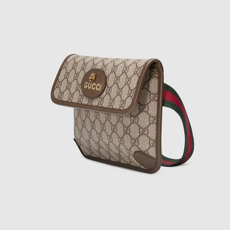 Shop the GG Supreme belt bag by Gucci. The belt bag in GG Supreme has a retro influenced design. Trimmed with leather, the style is meant to be worn along the waist, securing with a Web strap and buckle closure. Belt Bag Outfit, Supreme Backpack, Gucci Belt Sizes, Gucci Gifts, Card Case Wallet, Brown Trim, Leather Label, Gucci Leather, Yellow Leather