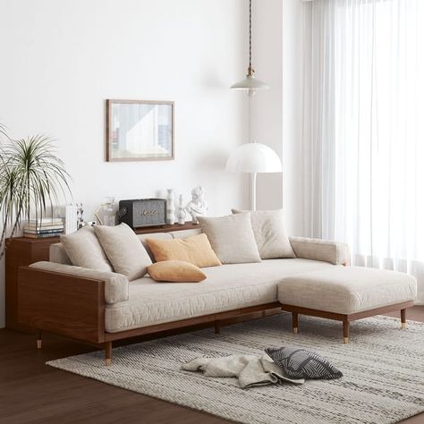 JASIWAY Modern 3-Seat Upholstered Cotton Linen Sofa,Beige - Bed Bath & Beyond - 36960706 Low Sitting Sofa, Japandi Sofa, Sitting Sofa, Japanese Style Living Room, L Sofas, Sectional Sofa With Chaise, Product Portfolio, Sofa Beige, Shaped Sofa