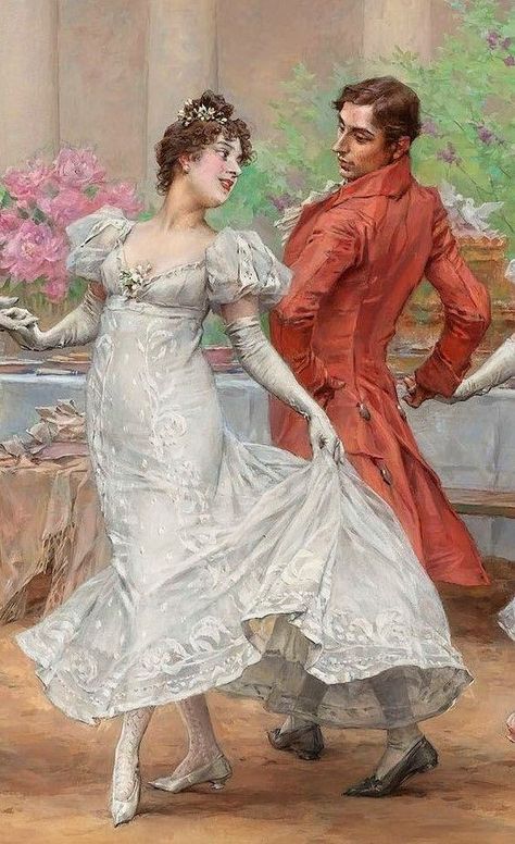 Impressionism Art | "The Minuet" - 1890, Oil on Canvas | Facebook Royal Paintings, Georgian Dance, Rococo Art, Regency Era Fashion, Victorian Paintings, Regency Dress, Period Dress, Regency Fashion, Historical Art