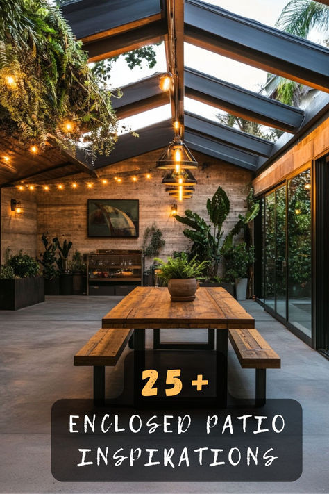 Are you dreaming of an enclosed patio? Discover 25 inspiring ideas that will help you create a cozy outdoor retreat! From stylish furniture arrangements to beautiful decor, you’ll find ways to make your enclosed patio a perfect place for relaxation and entertainment. Click to explore more stunning designs! 🌿🏡✨ #EnclosedPatio #PatioIdeas #OutdoorLiving #HomeInspiration #CozySpaces #PatioDesign #GardenDecor Inclosed Deck Patio Ideas, Gazebo Ideas Backyard Outdoor Enclosed, Enclosed Outdoor Area, Closed In Patio Ideas, Enclosed Outdoor Rooms, Enclosed Courtyard Ideas, Outdoor Enclosed Patio Ideas, Glass Enclosed Patio, Enclosed Deck