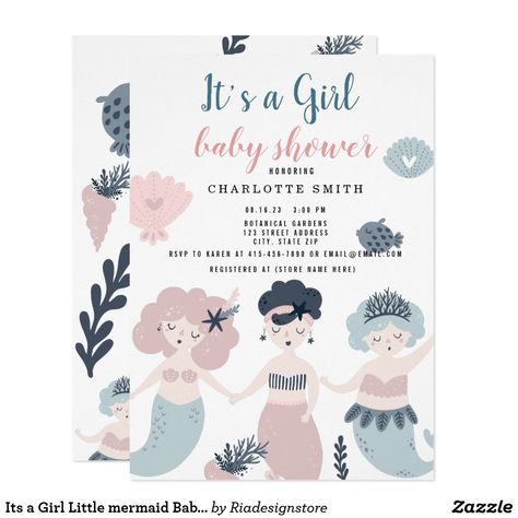 Its a Girl Little mermaid Baby shower Invitation Baby Girl Shower Invitations, Mermaid Baby Shower Invitations, Mermaid Baby, Its A Girl, Mermaid Baby Showers, Baby Mermaid, Expecting Baby, Baby Shower Invites For Girl