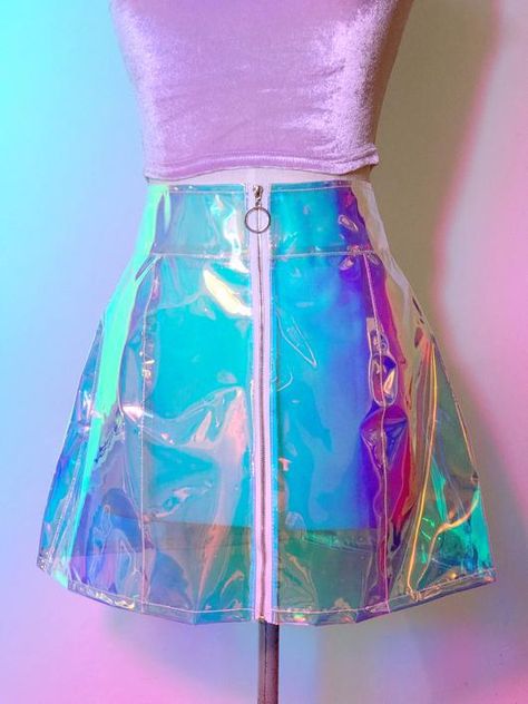 Electro Festival Outfit, Holographic Dress, Holographic Fashion, Kristina Webb, Light Aesthetic, Diy Vetement, Kawaii Clothes, Rave Outfits