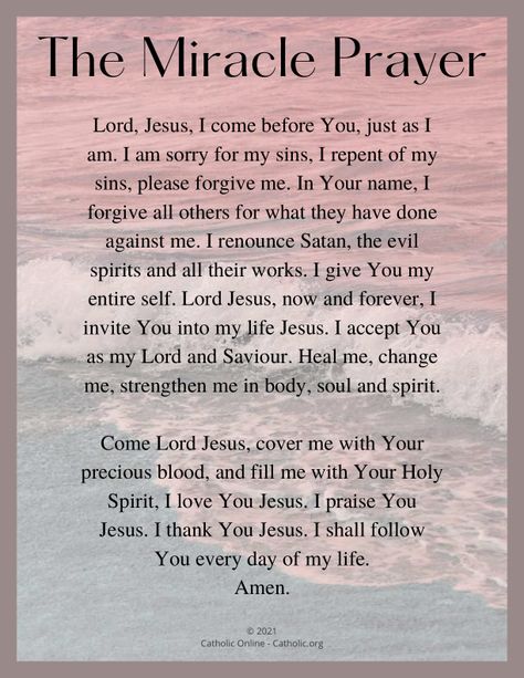 The Miracle Prayer is an inspirational resource to help you find a peaceful path in life. Our FREE PDF gives you insight into a prayer that has helped people around the world to find solace and inner peace. Get the resources you need to heal and nurture your spirit. Healing Prayer For Sick Family Member, The Miracle Prayer, Miracle Healing Prayer, Prayer Strategies, Healing Prayers, Prayers Of Encouragement, Healing Prayer, Deliverance Prayers, Everyday Prayers