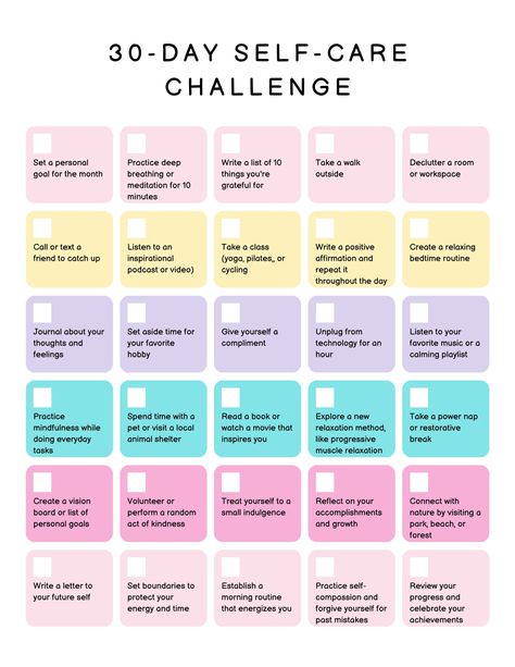 Embark on a transformative journey with our Self-Care 30-Day Challenge Worksheet. This thoughtfully designed worksheet is your roadmap to wellness, guiding you through daily acts of self-love, and mindfulness. Each day unveils a new challenge, encouraging positive habits that nurture your mind, body, and soul. Whether it's practicing gratitude, indulging in self-reflection, or embracing moments of joy, this worksheet empowers you to prioritize self-care. Elevate your well-being and make self-lov Plie Squats, Self Care Worksheets, Practicing Gratitude, Ab Challenge, Self Confidence Tips, Therapy Worksheets, Positive Habits, Confidence Tips, New Challenge