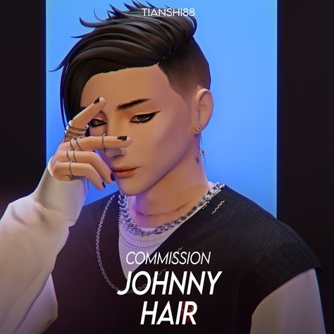 JOHHNY HAIR: COMMISSION | TIANSHI on Patreon Sims 4 Add Ons, Sims 4 Hair Male, Sims 4 Tattoos, The Sims 4 Skin, Cute Eyeshadow Looks, 4 Tattoo, Sims 4 Mm, Sims Hair, Sims 4 Collections