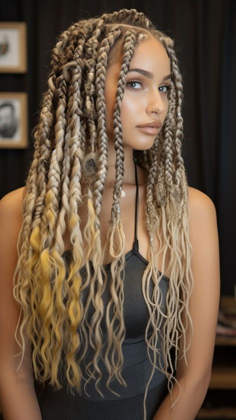 25 Exquisite Colors for Braiding Hair Viking Braids With Extensions, Color Braids Ideas, Blond Cornrows, Braids In Curly Hair, Very Long Braids, Blonde Goddess Box Braids, Blonde Braided Hairstyles, Braids Color Ideas, Honey Blonde Knotless Braids