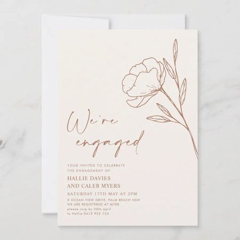 We're Engaged Boho Botanical Engagement Party  Invitation Boho Engagement Party, Beige Colours, We're Engaged, Retro Wedding Invitations, Boho Engagement, Minimal Boho, Engagement Invitations, Flower Invitation, Wedding Prints