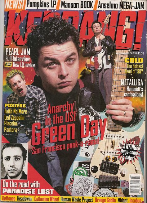 kerrang!--January 1998 Korn Magazine Cover, Green Day Poster, Green Day Magazine Cover, Korn Magazine, Rock Scene Magazine, Punk Magazine, 2000s Posters, 2000s Music, Kerrang Magazine