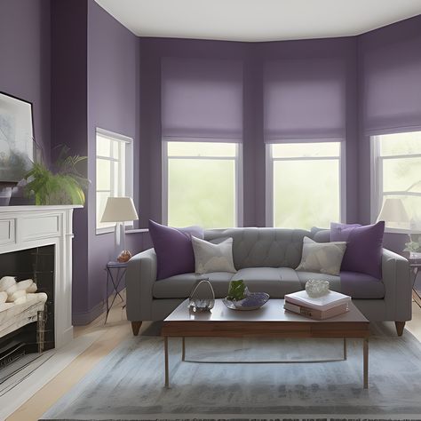 Purple and gray living room inspiration with a modern touch #livingroomdesign #livingroomfurniture Grey Sofa Purple Cushions, Purple And Gray Living Room, Grey And Purple Living Room, Living Room Inspiration Grey, Gray Living Room, Lavender Room, Purple Living Room, Purple Sofa, Purple Cushions