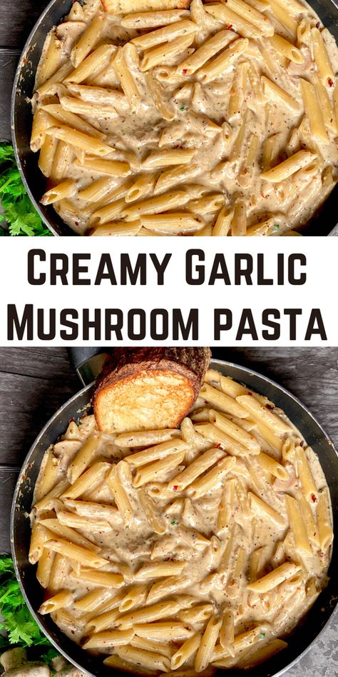 Creamy mushroom pasta Creamy White Pasta Sauce, Pasta White Sauce, Garlic Mushroom Pasta, Garlic Pasta Recipe, Creamy Garlic Pasta, Shell Pasta Recipes, Creamy Garlic Mushrooms, Mushroom Recipes Pasta, Creamy Mushroom Pasta