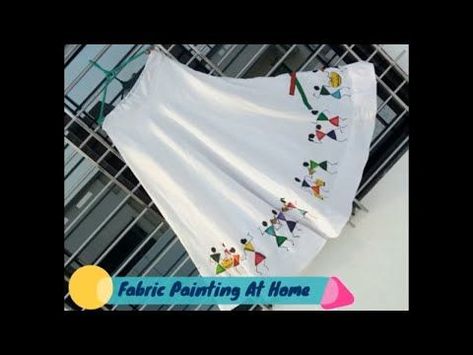 How to Apply Warli Print On Fabric | Warli Print at Home | Fabric Painting | How...,  #Apply #Fabric #FabricPaintingfornavratri #Home #Painting #Print #Warli Check more at http://painting10.tvizlet.me/how-to-apply-warli-print-on-fabric-warli-print-at-home-fabric-painting-how-2/ Painting For Navratri, Fabric Painting Tutorial, Warli Print, Painting Skirt, Worli Painting, Warli Painting, Saree Painting Designs, Print On Fabric, Saree Painting