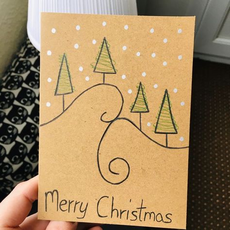 Simple Xmas Card Designs, Christmas Cards Diy Handmade Easy, Homemade Christmas Cards Ideas Simple, Cute Christmas Cards Handmade Easy, Cute Easy Christmas Cards, Diy Easy Christmas Cards, Simple Christmas Card Ideas Handmade, Christmas Cards Easy Diy, Simple Homemade Christmas Cards