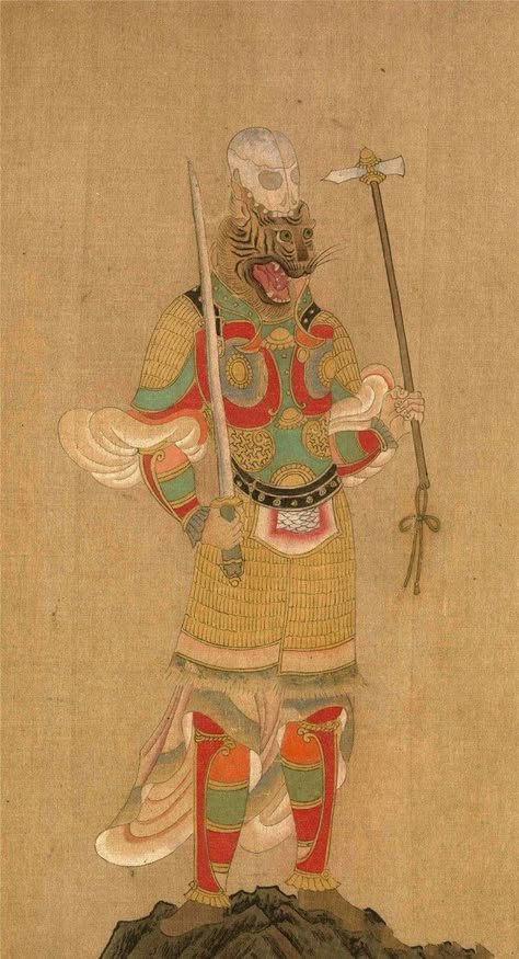 a historical drawing depicting tang dynasty full body armour with a mingguang breastplate. it is colorful armour and the art style is exaggerated in typical ancient chinese artistic styles. Tang Dynasty Armor, Tang Dynasty Art, Tang Dynasty Painting, Types Of Armor, Asian Artwork, Before The Flood, Body Armour, Historical Armor, Chinese Astrology