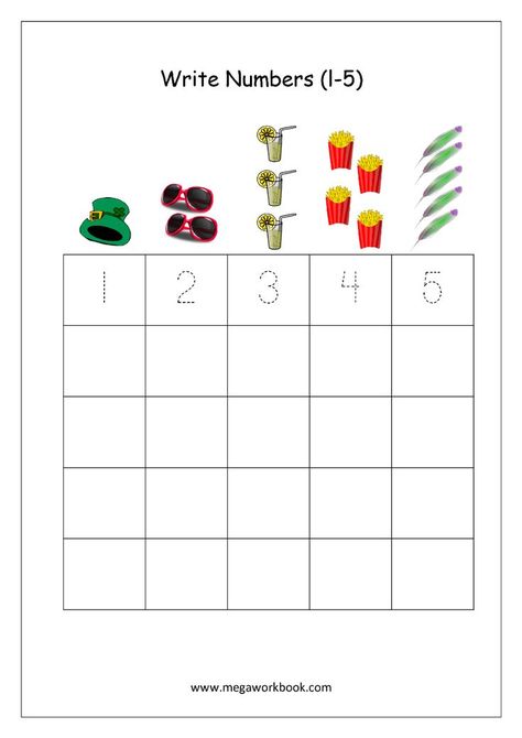 Free Math Worksheets - Number Tracing And Writing (1-10) - Number Recognition - Megaworkbook Writing Numbers 1-5 Worksheet, 1-5 Number Worksheets, Write Numbers 1-10 Worksheets, Writing Numbers Kindergarten, Number Writing Worksheets, Writing Practice Preschool, Diwali For Kids, Preschool Charts, Alphabet Letter Worksheets