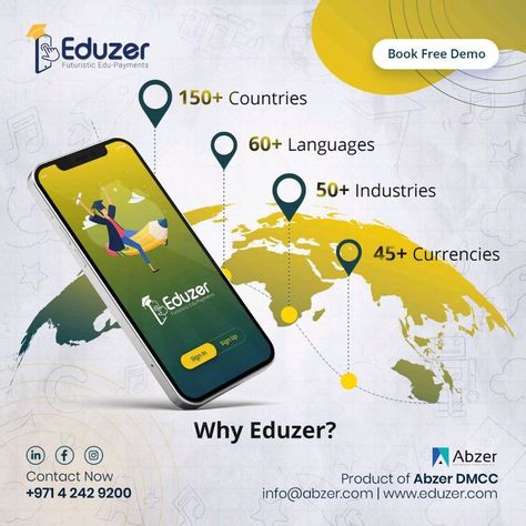 Eduzer- Every Educational Institution's 𝐓𝐫𝐮𝐬𝐭𝐞𝐝 Partner ✅️150+ Countries ✅️60+ Languages ✅️50+ Industries ✅️45+ Currencies #DigitalPayments #OnlinePayments #Abzer #AbzerDMCC #eduzer List Of Spices, Graphic Design Posters Layout, Digital Payment, 15 August Independence Day, Infographic Inspiration, Ui Design Website, Chartered Accountant, Church Graphic Design, Payment Gateway