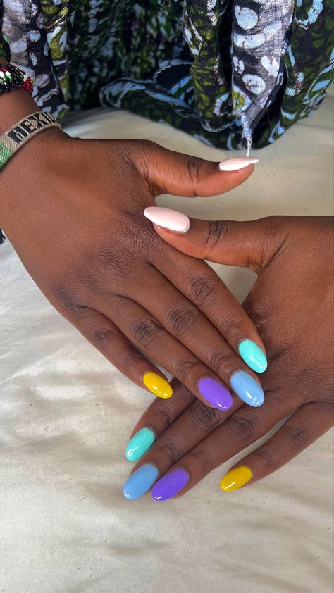 Summer Nails, Colourful Nails, Different colours, Colour Nails on Black women, natural nails, Gel nails Colourful Summer Nails, Nails On Black Women, Nails Colourful, Natural Nails Gel, Colourful Nails, Nails Gel Nails, Nails Gel, Different Colours, Natural Nails