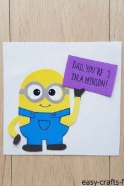 Fathers Day Cards Homemade For Kids, Fathers Day Homemade Cards, Fathers Day Cards Homemade, Fathers Day Cards For Kids, Funny Fathers Day Cards, Fathers Day Card Ideas, Homemade Fathers Day Card, Cards For Kids To Make, One In A Minion