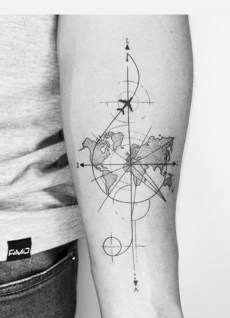 World Map Tattoo, Tricep Tattoos, World Map Tattoos, Globe Tattoos, Map Tattoo, Tattoo Catalog, Uv Tattoo, 심플한 그림, Map Tattoos