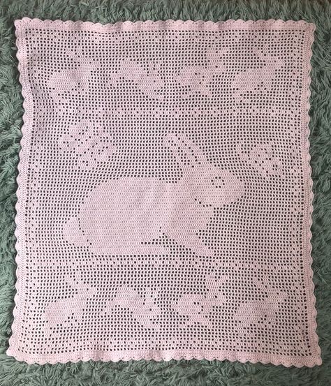 Ravelry: Bunny Baby Blanket Filet Graph by Claire Musson Bunny Baby Blanket, Bruges Lace, Crochet Bunny Pattern, 4 Ply Yarn, Bunny Art, Baby Yarn, Crochet Bunny, Baby Bunnies, Filet Crochet