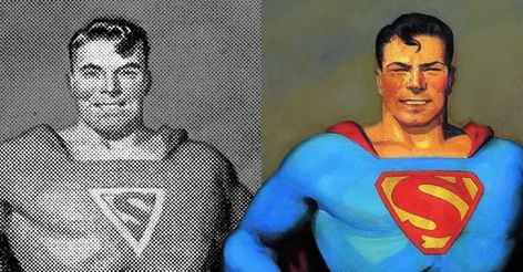 The first painting of Superman was painted in 1940, but since its creation, it's become the basis of a few mysteries. Superman Painting, Mysterious History, First Superman, Superman Suit, George Reeves, Action Comics 1, Golden Age Comics, Superman Logo, Alex Ross