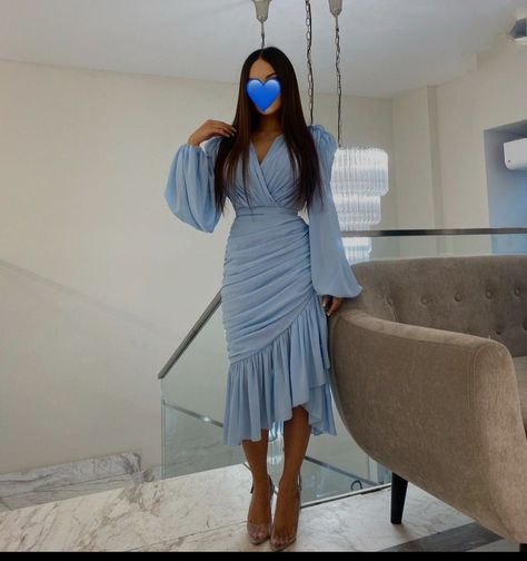 Prom Dress Long Sleeves, Elegant Silk Dresses, Tea Length Prom Dress, Prom Dress Long, Soiree Dress, Blue Tea, Women Dresses Classy, בר מצווה, Elegant Dresses Classy