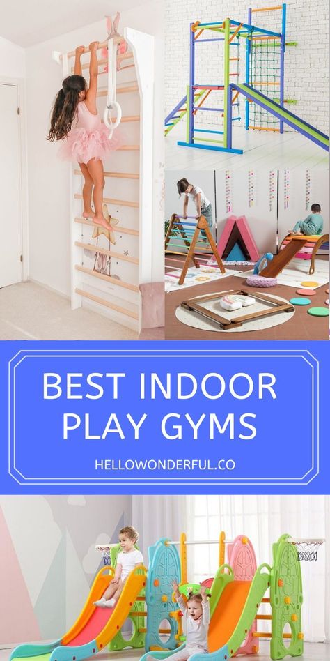 Home Play Gym, Indoor Playground At Home, Kids Indoor Climbing Ideas, Basement Indoor Playground, Indoor Kids Gym Playroom, Indoor Active Playroom, Kids Gym Room Indoor Play, Home Gymnastics Gym, Kids Play Gym Indoor