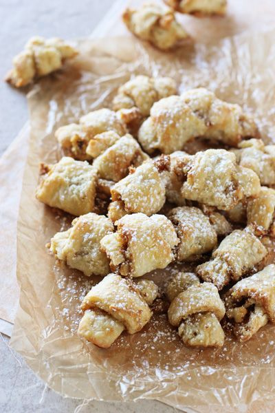 Grandma's Butter Horns (Brown Sugar Walnut Rugelach) | cookiemonstercooking.com Butter Horns, Rugelach Recipe, Buttery Cookies, Italian Cookies, Sweet Cookies, English Breakfast, Family Recipe, Cookies Recipes Christmas, Cookie Desserts