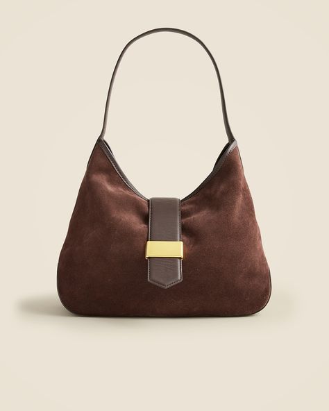 J.Crew: Berkeley Suede And Leather Shoulder Bag For Women Winter Purses, Fall Bags, Suede Purse, Suede Handbags, Brown Purses, Brown Bags, Hobo Bag, Shoulder Handbags, Nice Shoes