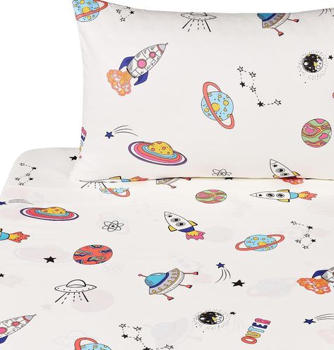 Amazon.com: J-pinno Outer Space Planet Rocket Travel Adorable Twin 100% Cotton 3 Pieces Sheet Set for Kids Girls Children Flat Sheet + Fitted Sheet + Pillowcase Bedding Decoration Gift Set : Home & Kitchen Bedding Simple, Outer Space Planets, Kids Duvet Cover, Space Planets, Twin Sheets, Twin Sheet Sets, Cozy Bedding, Kids Bedroom Decor, Bedroom Decoration