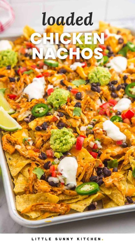 Mexican Chicken Nachos Recipe, Best Nachos Recipe Chicken, Chicken Nachos With Rotisserie Chicken, Sheet Nachos Chicken, Quick Nachos Recipe, Fajita Nachos Recipe Chicken, Nacho Chicken Recipe, Nacho Recipes Chicken, Sheet Pan Chicken Nachos Recipe