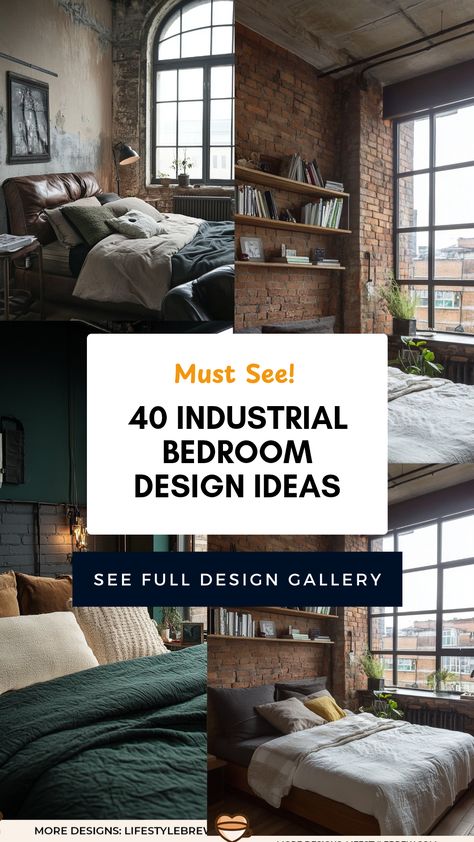 Transform your living space with our 40 stylish industrial bedroom design ideas. Featuring edgy décor, raw materials, and sleek lines, you can create a contemporary retreat that embodies modern living. Embrace the charm of exposed brick and metal accents, combine with warm wood tones to soften the look, and utilize simple furnishings for a clutter-free environment. These design tips showcase how to beautifully blend industrial elements with cozy touches to make your bedroom a trendy oasis. Whether you prefer minimalistic or bold designs, discover endless inspiration here. Small Industrial Apartment, Industrial Boho Bedroom, Loft Bedroom Decor, Modern Industrial Bedroom, Industrial Modern Bedroom, Style Bedroom Ideas, Urban Bedroom, Industrial Style Bedroom, Industrial Bedroom Design