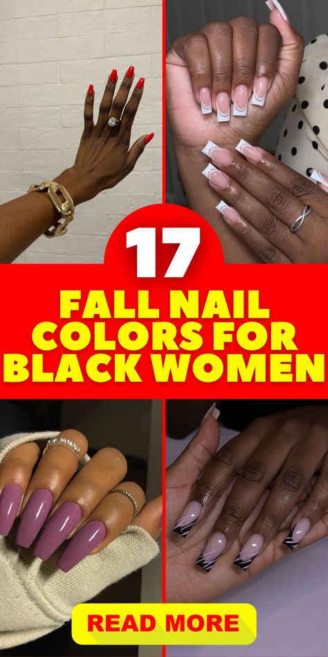 Elevate your nail game this fall with the trendiest nail colors for black women in 2023. Embrace the beauty of autumn with ideas designed specifically for dark skin tones. From vibrant and colorful shades to natural and solid hues, there's a variety of options to suit your preferences. Whether you opt for short nails or experiment with gel polish or acrylic, these nail colors will make a statement. Stay ahead of the trends and showcase your style with the perfect fall nail colors. Manicure Ideas For Black Women, Nails Design For Black Skin, Nails Design For Dark Skin Tones, Black Women Nails Polish Dark Skin, Nails 2023 Trends Black Women, Nails Acrylic For Black Women, Dark Skin Manicure, Dark Skin Nail Color, Making Colors