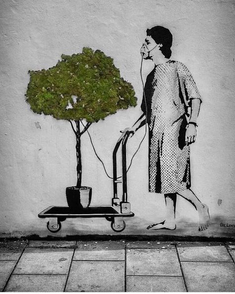 Banksy - Trees Street Art Utopia, Street Art Banksy, Banksy Art, Charcoal Drawings, Urban Street Art, Amazing Street Art, Street Art Graffiti, Anatomy Art, Land Art