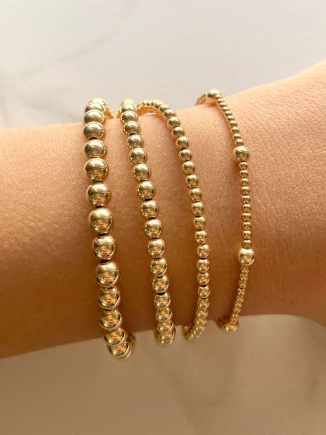 Gold Bracelet Styling, Beaded Gold Bracelet, Gold Beaded Bracelets Stack, Gold Beaded Friendship Bracelets, Dainty Gold Beaded Bracelets With 8mm Beads, Gold Delicate Stackable Beaded Bracelets, Gold 8mm Beaded Bracelet, Bracelet En Or, Dainty Gold-plated Beaded Bracelets