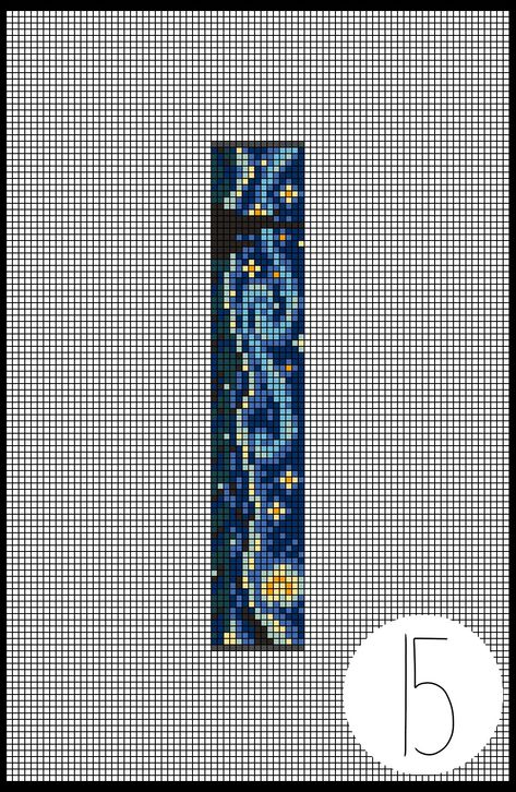 Cross Stitch Bracelet Pattern, Starry Night Bracelet Pattern, Perler Bead Bookmarks Pattern Pixel Art, Miyuki Loom Pattern, 7 Row Bead Loom Patterns, Bead Loom Bookmark, Pixel Art Bracelet, Loom Beaded Bracelets Patterns, Beadlooming Patterns