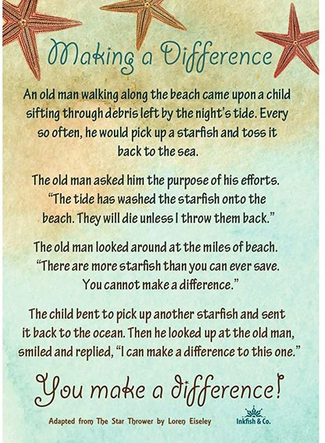 Starfish Quotes, Starfish Poem, Starfish Story, Classroom Rules Poster, Inspirational Poems, Classroom Rules, Deep Thought Quotes, Office Products, Make A Difference