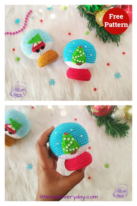 Snow Globe Ornament, Crochet Dish Towels, Christmas Knitting Patterns Free, Trending Crafts, Christmas Knit, Decoration For Christmas, Crochet Xmas, Crochet Christmas Decorations, Globe Ornament