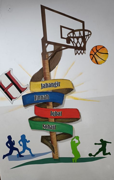 Sports Wall Painting Ideas, Sports Board Decoration Ideas, Sports Day Decoration Ideas School, Sports Day Board Decoration, Sports Day Drawing, Sport Drawing Ideas Art, Sport Drawing Ideas, Sports Day Decoration, Sports Day Poster