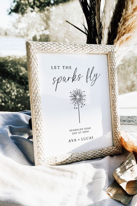 Sparkler Send off Sign Template, Elegant Let the Sparks Fly Signage, Let Love Sparkle Wedding Farewell Idea, Minimal DIY Wedding Decor - Etsy Australia Farewell Celebration, Reception Signage, Unique Wedding Receptions, Wedding Reception Fun, Sparkler Send Off, Love Sparkle, Sparkle Wedding, Wedding Rehearsal Dinner, Diy Wedding Decorations