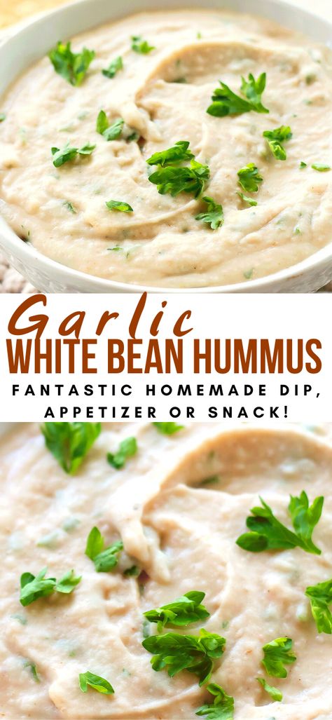 White Bean Hummus Recipe, Garlic Hummus Recipe, White Bean Hummus, Easy Hummus Recipe, Bean Hummus, Hummus Recipe Homemade, Homemade Dips, Garlic Hummus, Hummus Dip