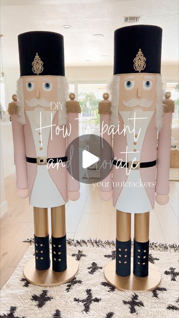 Stephanie Hanna on Instagram: "After many requests this is the step by step on how I brought the DIY Nutcrackers to life! I used paint, felt, fur, buttons and embellishments to bring out their own little personalities. Would you try this? #diychristmas #diynutcracker" Giant Nutcracker Diy How To Make, Diy Nutcracker Soldier, Giant Nutcracker, Nutcracker Diy, Diy Nutcracker, Hello Holidays, Cardboard Gingerbread House, 2x4 Wood, Large Christmas Ornaments