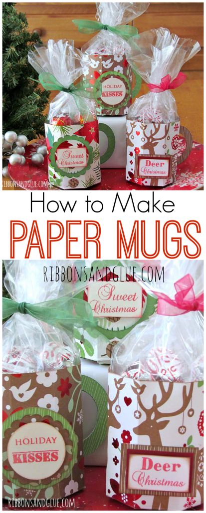 Paper Mugs, Christmas Paper Crafts, Make Paper, 3d Paper Crafts, Sweet Christmas, Christmas Paper, Xmas Crafts, How To Make Paper, Christmas Treats