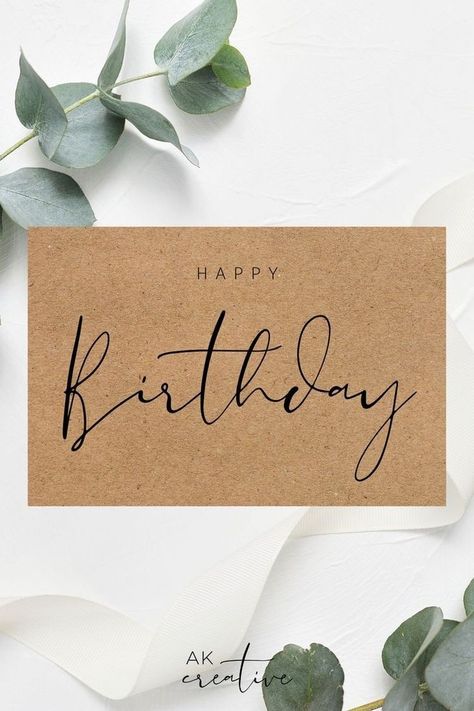 Happy Birthday Written In Style, Happy Birthday Simple, Calligraphy Birthday Card, Happy Birthday Calligraphy, Card Calligraphy, Happy Birthday Cards Diy, Calligraphy Cards, Happy Birthday Art, Hand Lettering Cards