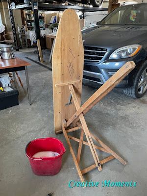 Antique Ironing Board into Entry Table Homemade Ironing Board, Diy Ironing Board Table, Wooden Ironing Board Ideas Repurposed, Antique Ironing Board Ideas, Wooden Ironing Board Ideas, Painted Ironing Board, Ironing Board Tables, Ironing Board Ideas, Portable Ironing Board