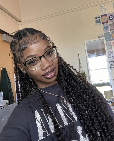 Braids With Glasses, Bohemian Braids, Quick Natural Hair Styles, Cute Braided Hairstyles, Cute Box Braids Hairstyles, Quick Braided Hairstyles, Protective Hairstyles Braids, Pretty Braided Hairstyles, Hairdos For Curly Hair